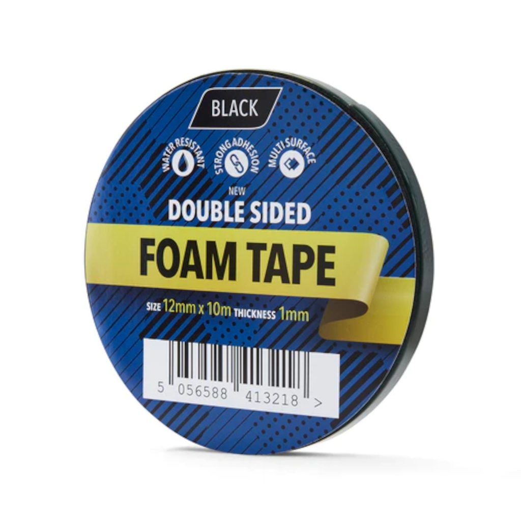 12mm x 10m Black Double Sided Foam Tape