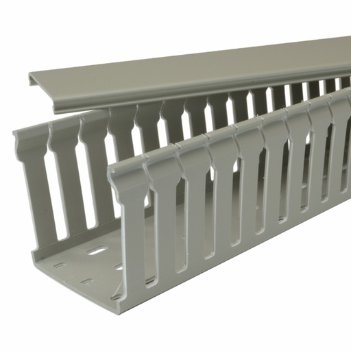 [TRU001U] Slotted Panel Trunking W.100mm x H80mm Grey Narrow 2m Length